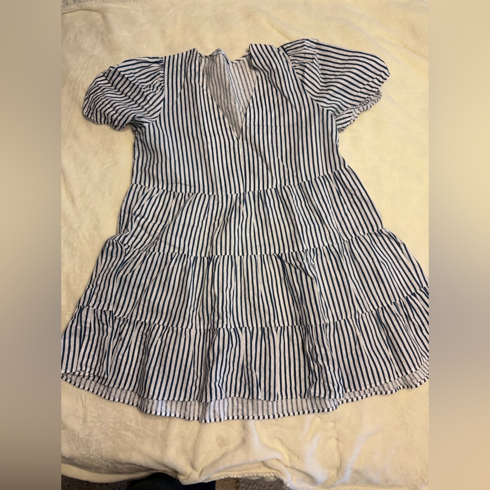 Zara Navy and White Striped Dress